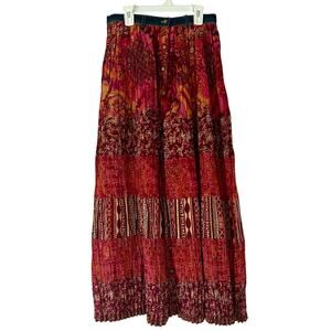 Vintage St John’s Bay tiered maxi button front  
long colorful Y2K boho hippie 2